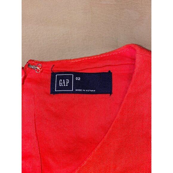 Gap Sleeveless ALine Dress Rose Bush Red Cotton Blend Size 02 - Picture 4 of 12